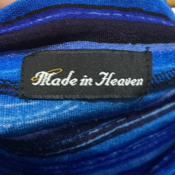 Vintage made in heaven Y2K black blue purple stripe Cowl Neck Sleeveless top 1x - Picture 3 of 4